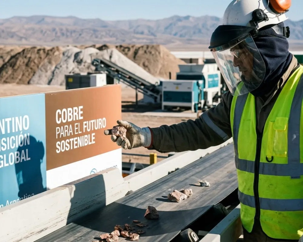 Contenido Original de ACERO Y ROCA - Prohibida su reproducción Minero analizando una roca. Imagen de Acero y Roca