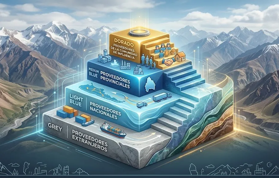 Escalera de prioridad de proveedores mineros según la ley de San Juan: primero los de la comunidad de influencia. Contenido Original de ACERO Y ROCA - Prohibida su reproducción