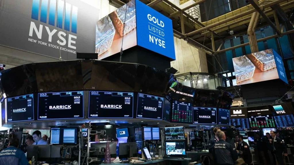 Barrick en la bolsa de valores.