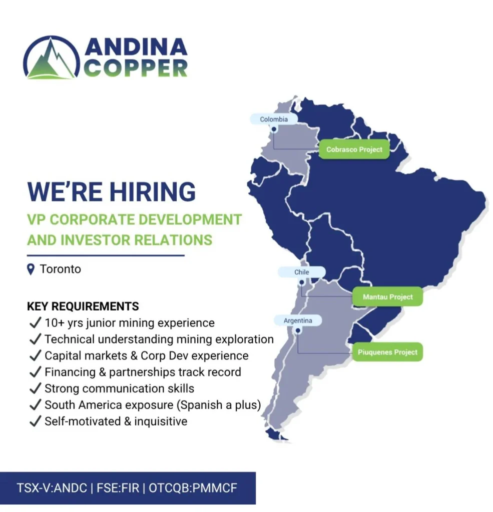 Mapa de LATAM con operacioones mineras de la compañía