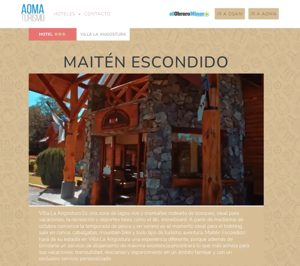  Imagen de la hostería Maitén Escondido, propiedad de AOMA en Neuquén.