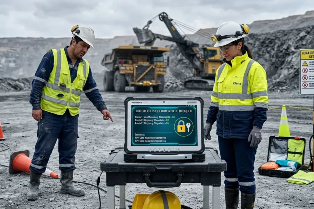 capacitación seguridad minera aplicada en campo con operarios y procedimientos operativos correctos e incorrectos. Imagen ilustrativa: ACERO Y ROCA.