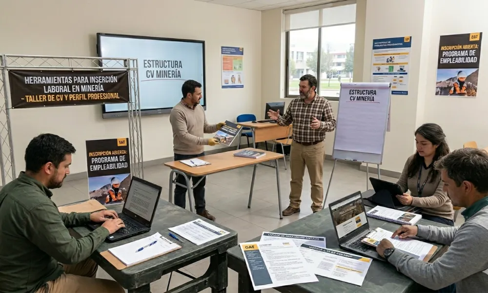 Contenido Original de ACERO Y ROCA -Prohibida su reproducción Alumnos aprendiendo a armar CV para empleo en minería. Imagen ilustrativa: ACERO Y ROCA.