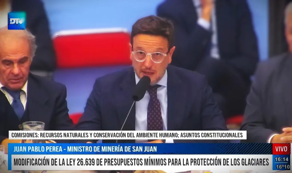 Juan Pablo Perea exposición Ley de Glaciares Congreso San Juan minería