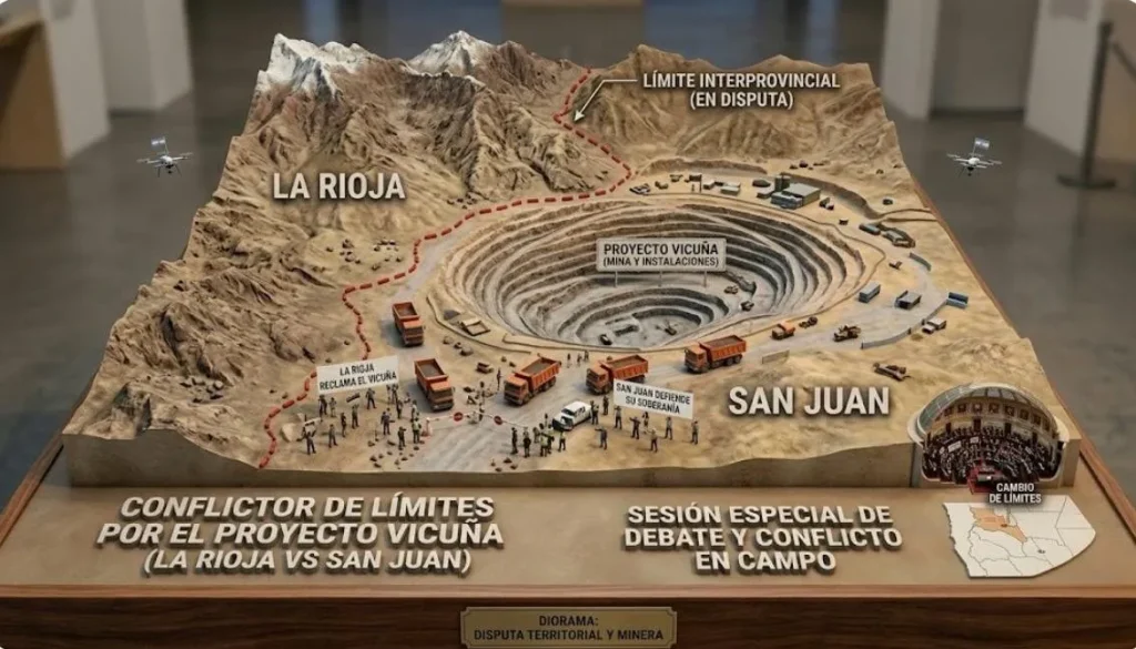 Representación simbólica del conflicto entre Vicuña y La Rioja. Contenido Original de ACERO Y ROCA - Prohibida su reproducción