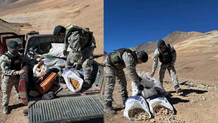 Elementos incautados durante la detención de los pirqueteros chilenos.