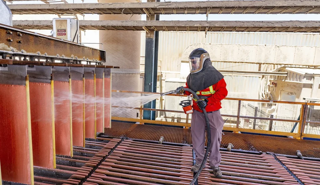 Planta de hidrometalurgia de cobre en el norte de Chile utilizando ácido sulfúrico.
