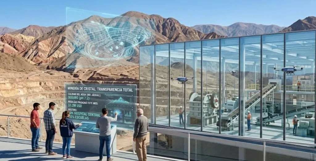 Contenido Original de ACERO Y ROCA - Prohibida su reproducción Imagen de operación minera en una jaula de cristal. Imagen de Acero y Roca