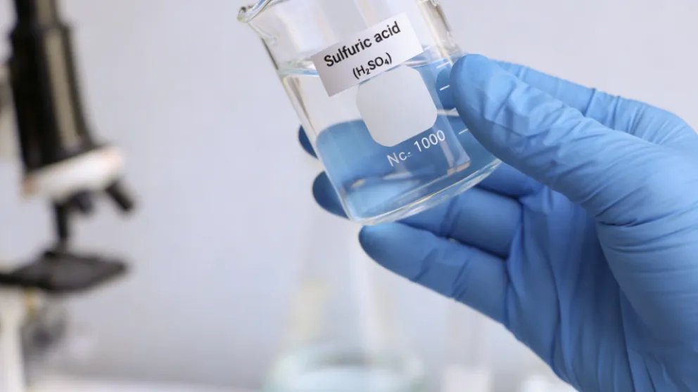Frasco de ácido sulfúrico