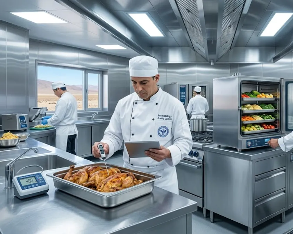 Contenido Original de ACERO Y ROCA - Prohibida su reproducción Cocina industrial de alta tecnología en un campamento minero a 3800 msnm en San Juan. Imagen ilustrativa de Acero y Roca.