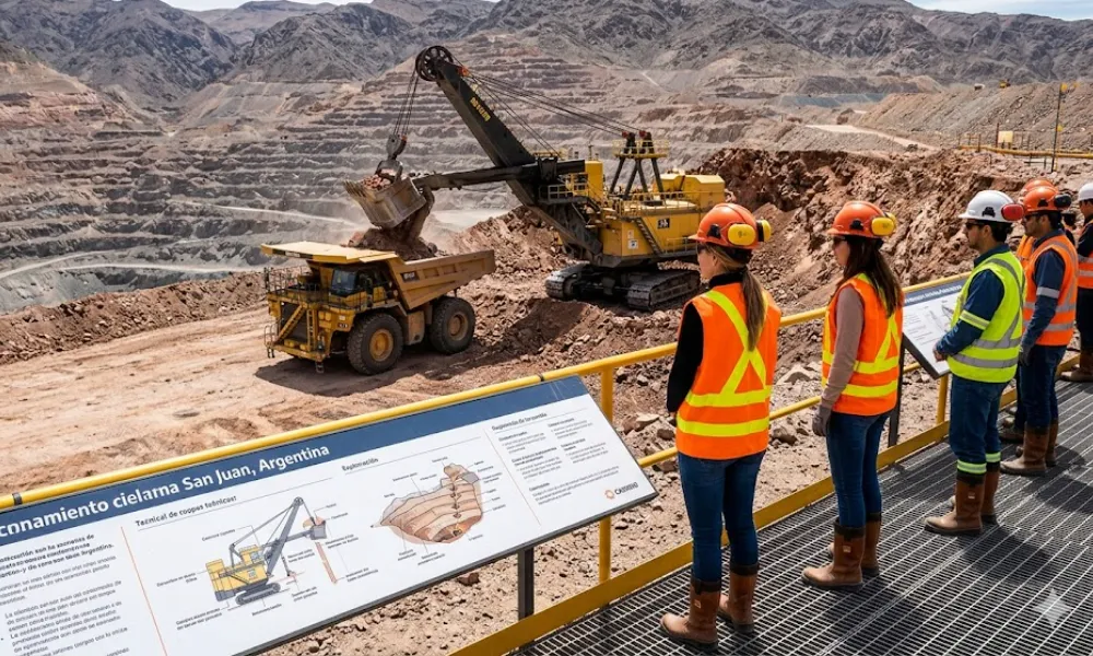 Contenido Original de ACERO Y ROCA - Prohibida su reproducción Operaciones mineras de cobre en San Juan con maquinaria pesada Imagen ilustrativa de Acero y Roca.