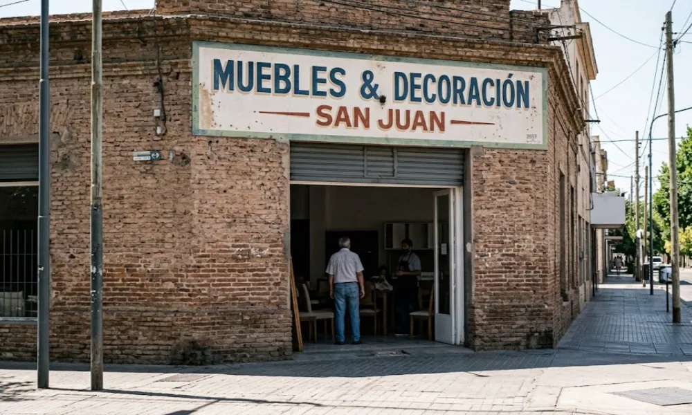 Fachada de comercio en San Juan reflejando la caída de ventas en el sector minorista provincial.  Imagen ilustrativa de Acero y Roca.