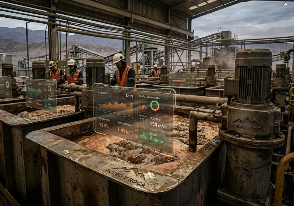 Celdas de flotación inteligente controladas por parámetros de inteligencia artificial en minería. Contenido Original de ACERO Y ROCA - Prohibida su reproducción