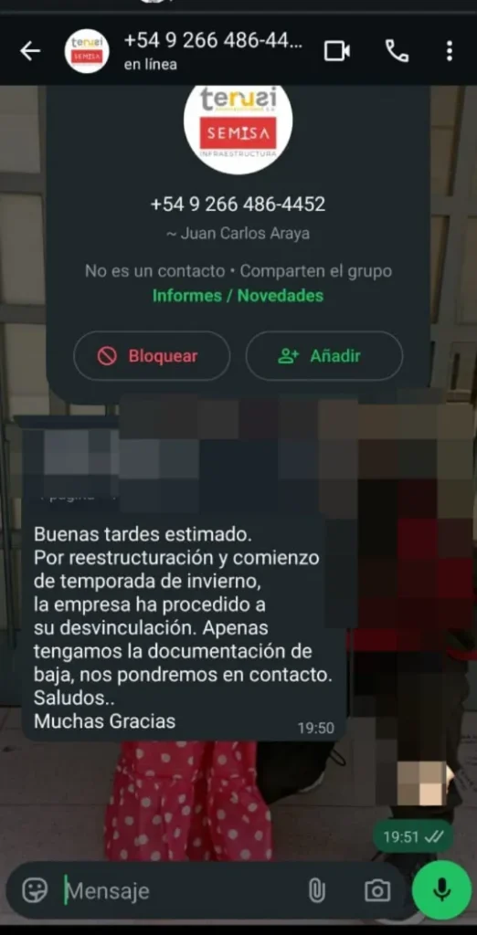 Captura de pantalla del mensaje.