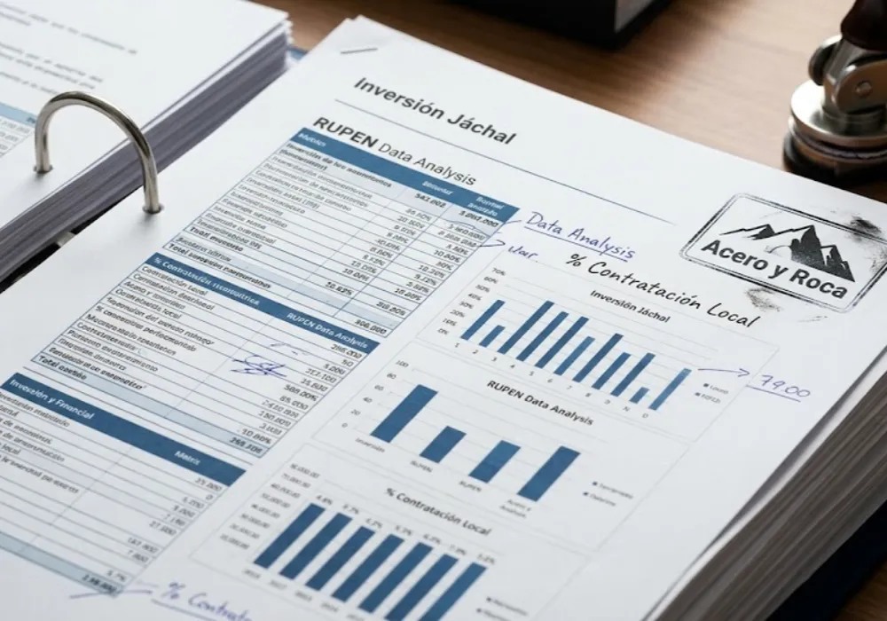 Planillas de auditoría financiera y métricas de inversión minera en San Juan. Contenido Original de ACERO Y ROCA - Prohibida su reproducción