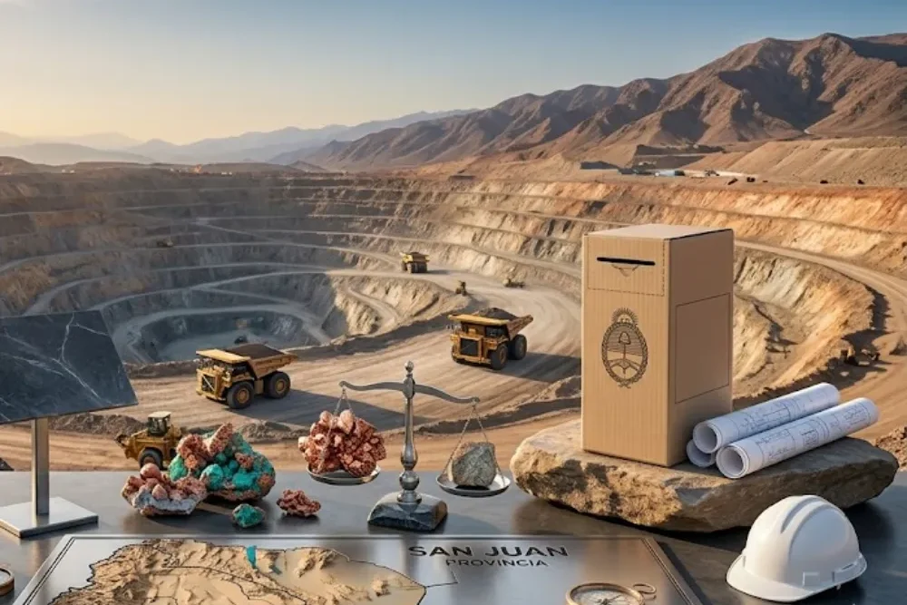 Portada simbólica de la revista ACERO Y ROCA con el título 'MINERÍA COMO ESTRATEGIA ELECTORAL: EL DESAFÍO PÚBLICO-PRIVADO'.  Contenido Original de ACERO Y ROCA - Prohibida su reproducción