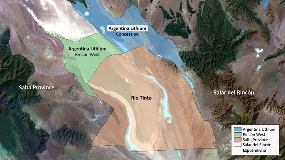 Mapa de ubicación estratégica del proyecto Rincón West junto a Rio Tinto en Salta.