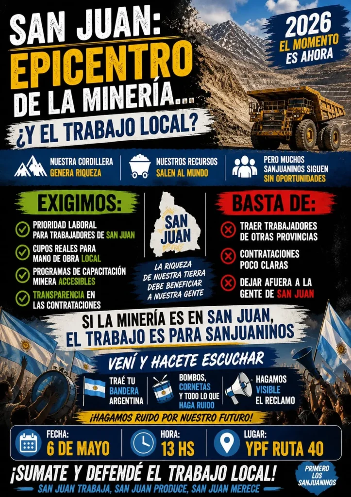 Flyer que difundió la Agrupación Minera Cordillera de los Andes.