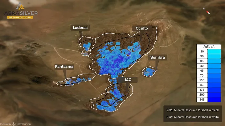 Diagrama de recursos minerales medidos e indicados del yacimiento Diablillos.