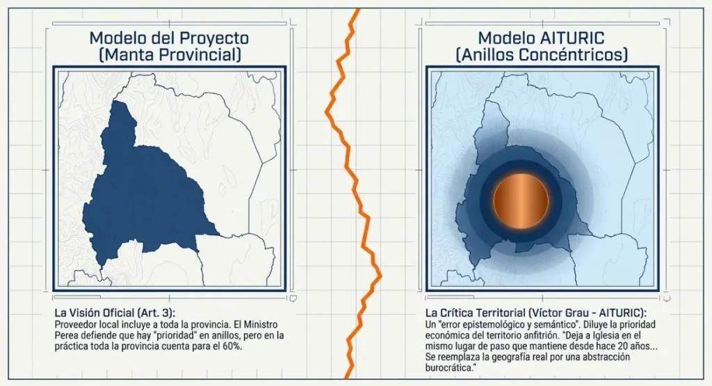 Comparativa de modelos territoriales para la aplicación de la ley de desarrollo minero.