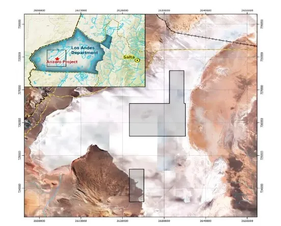 Ubicación en el mapa de Arizaro en Chile
