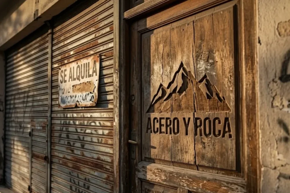 Fachada cerrada de una vivienda con un cartel deteriorado. Contenido Original de ACERO Y ROCA - Prohibida su reproducción