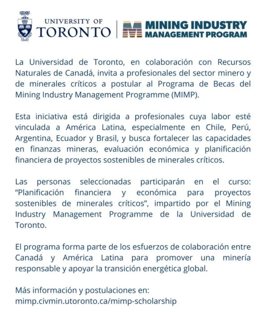 Flyer de la Bolsa de Valores de Toronto vinculados a capitales de minerales críticos.