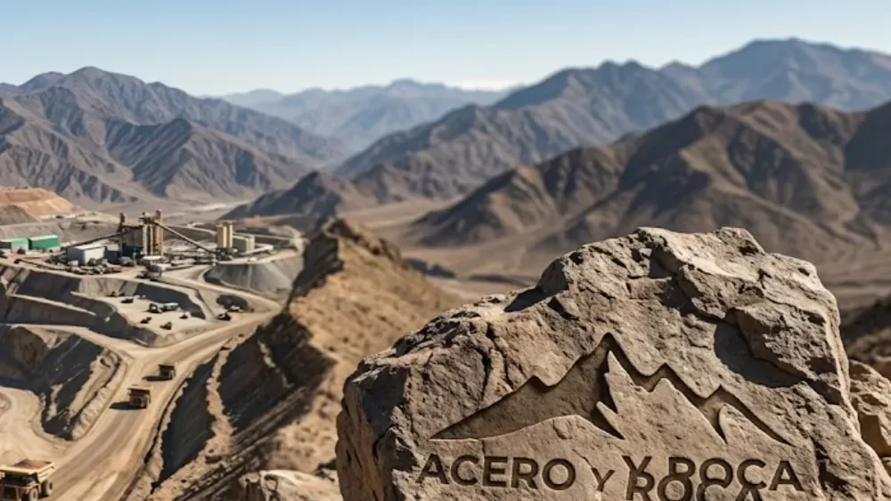 Maquinaria de exploración minera operando en la cordillera andina frente a zonas no desarrolladas. Contenido Original de ACERO Y ROCA - Prohibida su reproducción