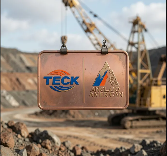 imagen simbólica de la fusión entre Teck y Anglo American. Contenido Original de ACERO Y ROCA-Prohibida su reproducción