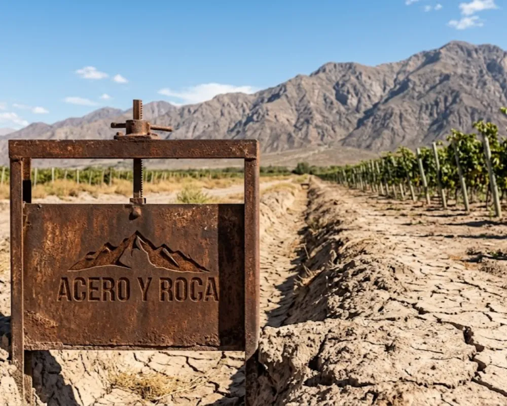 Paisaje agrícola extenso frente a las montañas andinas en San Juan. Contenido Original de ACERO Y ROCA - Prohibida su reproducción