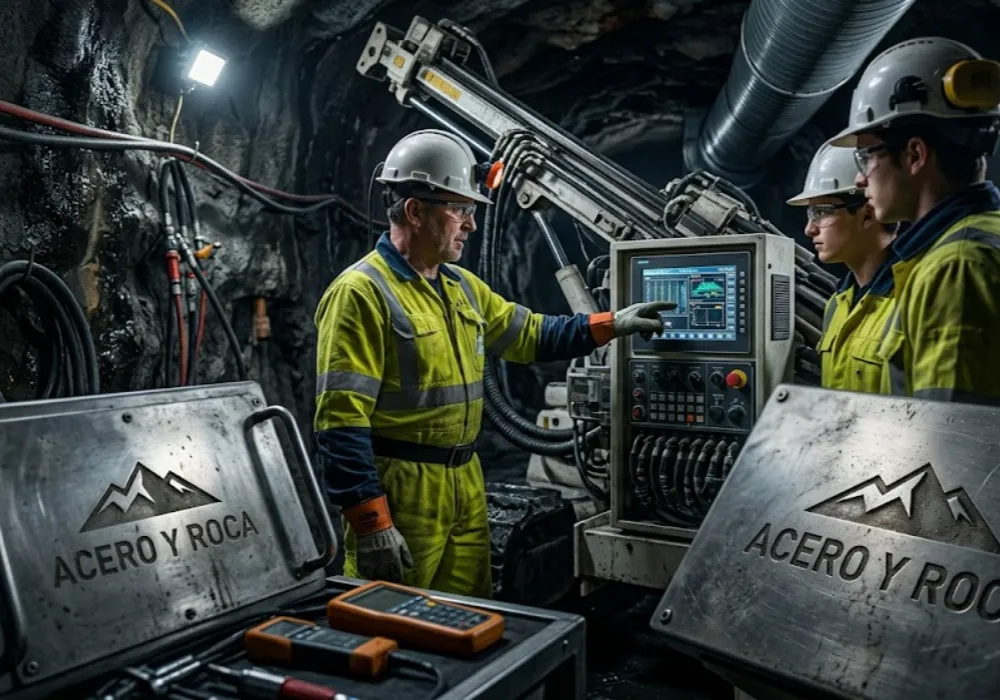Contenido Original de ACERO Y ROCA - Prohibida su reproducción Operarios mineros capacitándose en simuladores o alta tecnología. Contenido Original de ACERO Y ROCA - Prohibida su reproducción