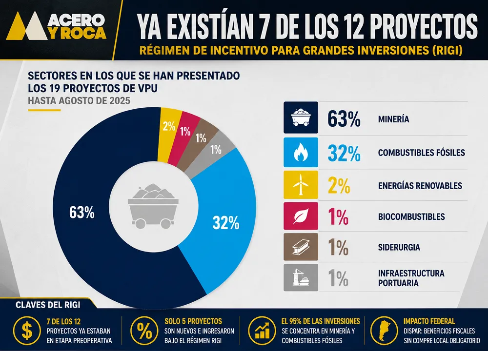 Infografía original de Acero y Roca que muestra los sectores productivos de los 19 proyectos de VPU presentados. Contenido Original de ACERO Y ROCA - Prohibida su reproducción