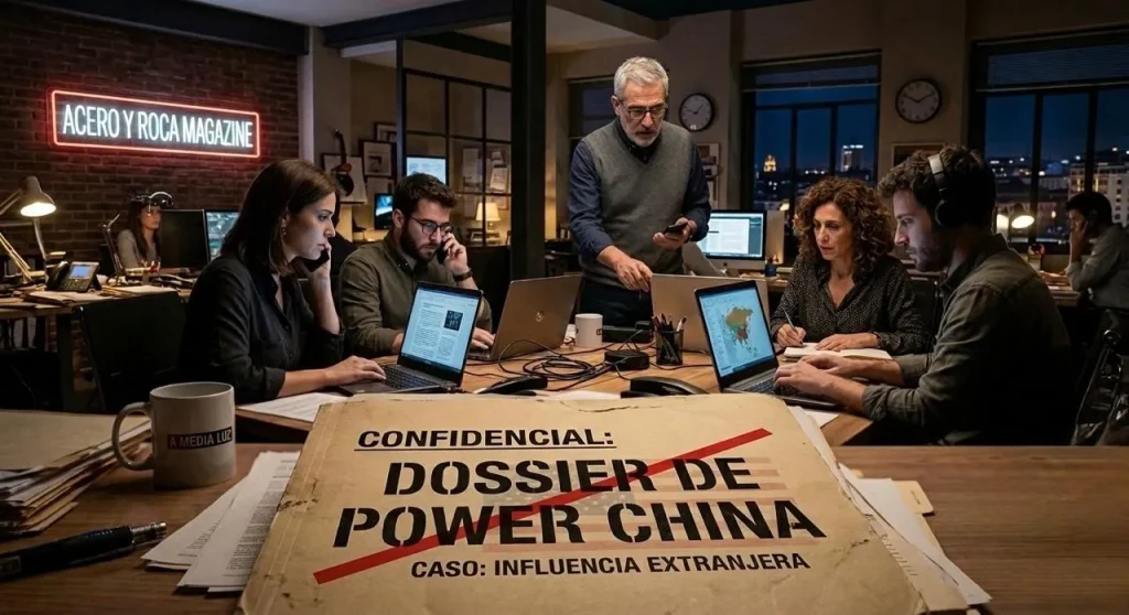 Periodistas investigando en una oficina. Imagen exclusiva de Acero y Roca.