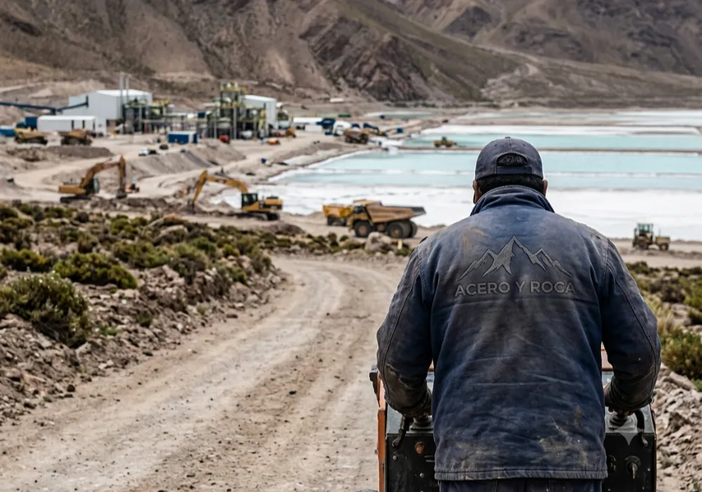 hombre caminando por huella minera