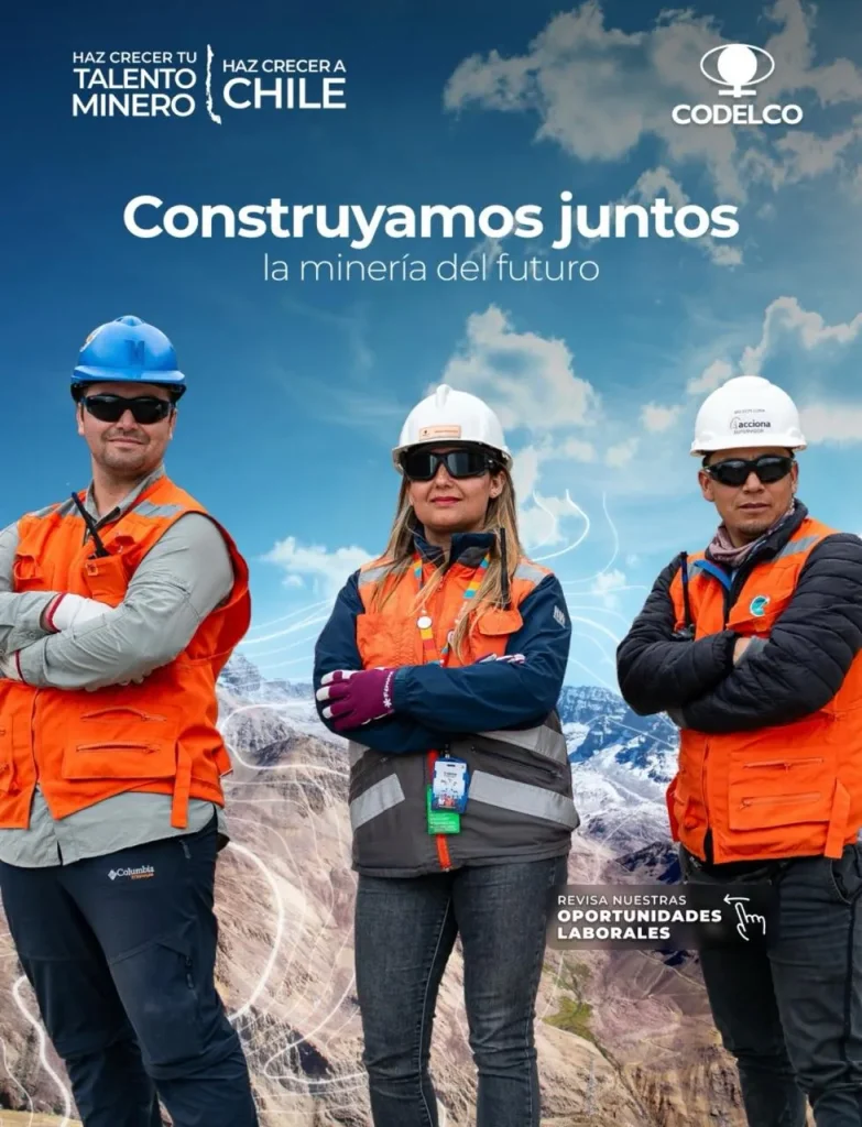 Flyer de ofertas de empleo minero para operadores de camión de extracción en Codelco.