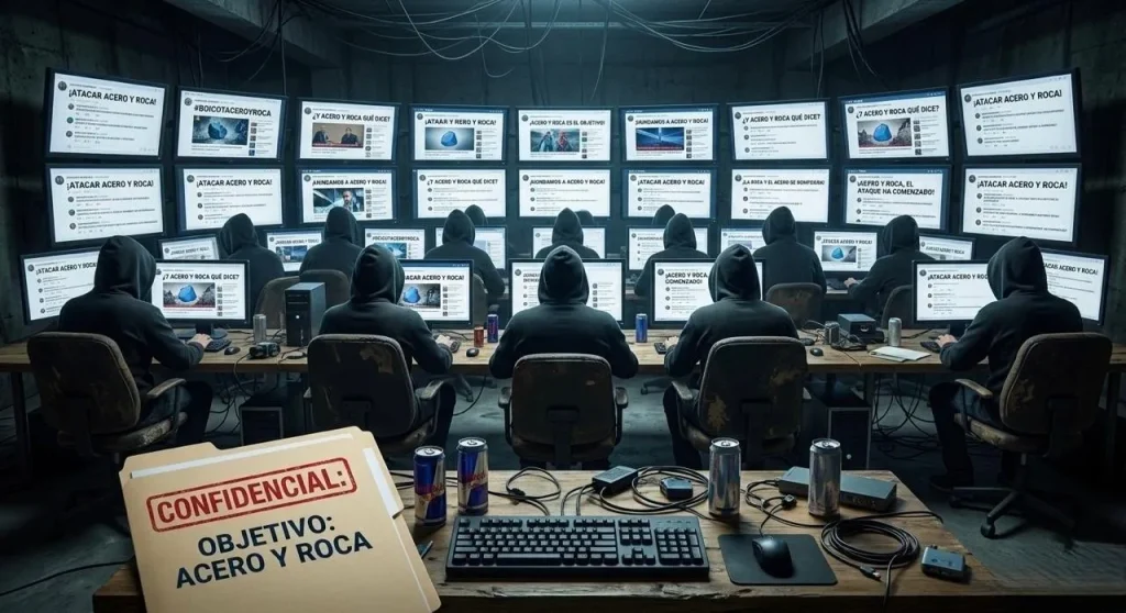 Granja de trolls y bots en el experior de argentina creada para silencia y destruir la web y las redes de acero y roca magazine. Contenido Original de ACERO Y ROCA - Prohibida su reproducción