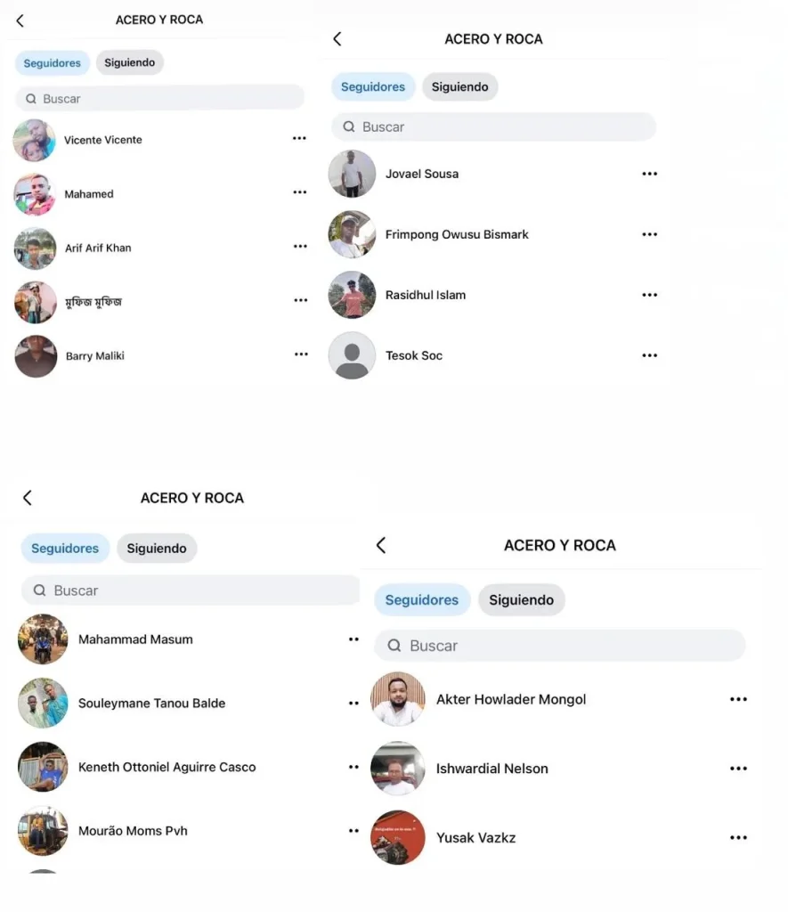 Capturas de pantalla de perfiles falsos que han inundado nuestras redes sociales.