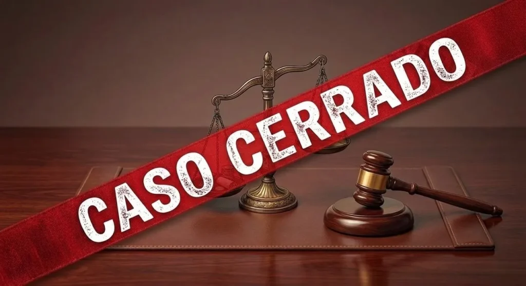 Primer plano de un mazo de madera golpeando el estrado judicial, simbolizando la resolución formal de un caso mediante juicio abreviado. Contenido Original de ACERO Y ROCA - Prohibida su reproducción