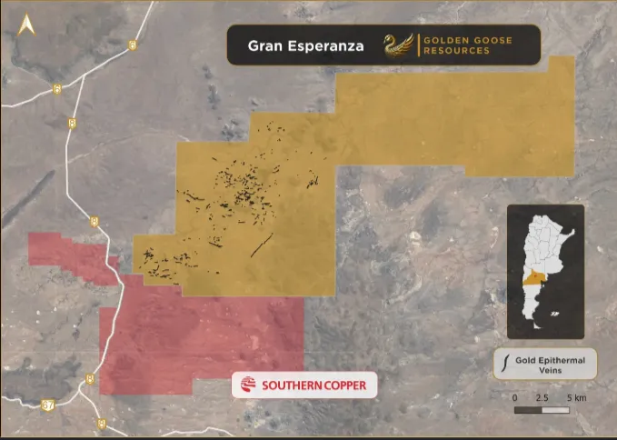 Mapa geológico del proyecto Gran Esperanza en Río Negro.