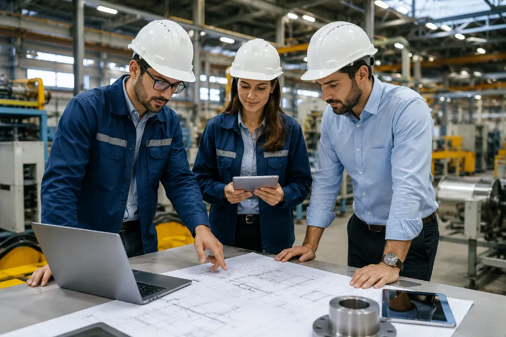 Ingenieros industriales desarrollan tareas de gestión y optimización en entornos productivos vinculados a minería e industria. Imagen ilustrativa de Acero y Roca-Prohibida su reproducción.
