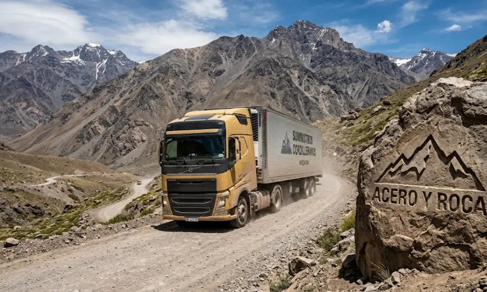zona cordillerana de San Juan mostrando los desafíos logísticos del flete. Contenido Original de ACERO Y ROCA - Prohibida su reproducción