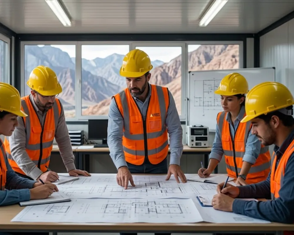 Contenido Original de ACERO Y ROCA - Prohibida su reproducción Ingenieros locales analizando planes de desarrollo para proveedores mineros. Contenido Original de ACERO Y ROCA - Prohibida su reproducción