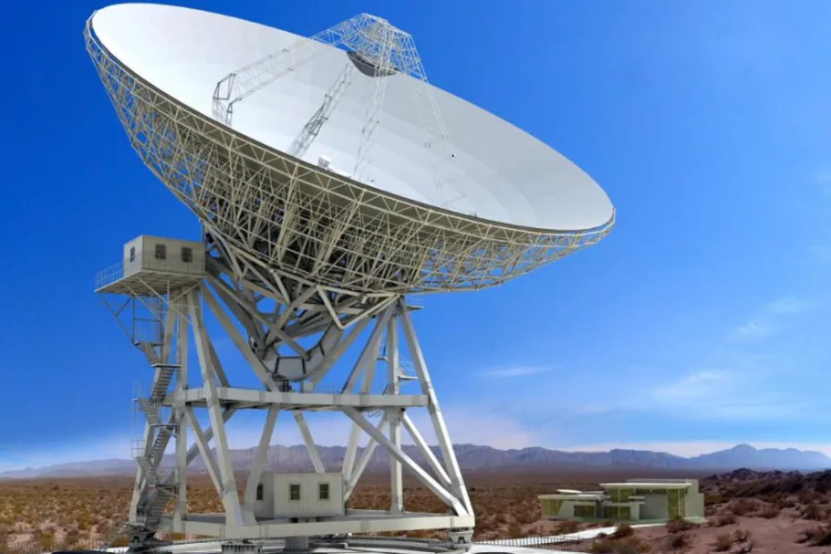 Vista de la estructura del radiotelescopio CART emplazado en la provincia de San Juan, un proyecto de investigación astronómica internacional de la UNSJ.