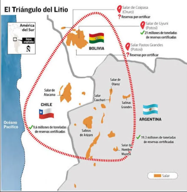 Mapa de ubicación de las propiedades mineras de NOA Lithium, destacando el bloque del proyecto Arizaro litio Salta.