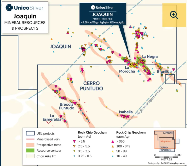 Mapa con estimación de recursos minerales
