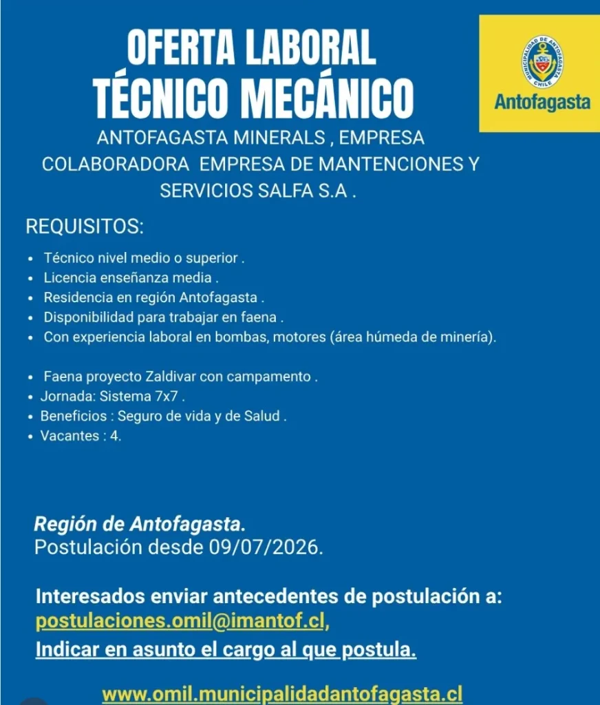 Antofagasta mantenciones búsqueda laboral