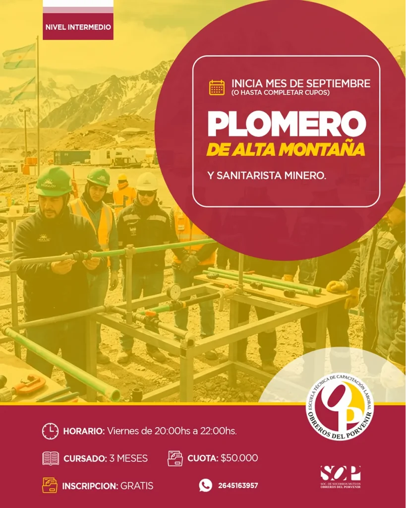 Flyer del curso de plomería en alta montaña.