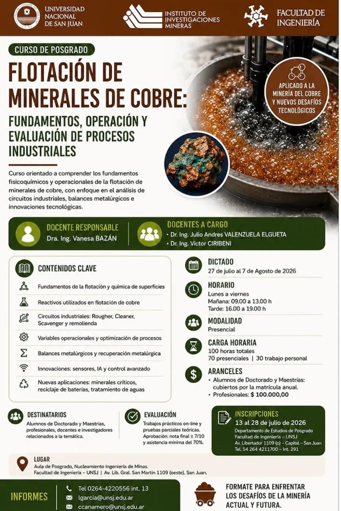 Flyer del curso de flotación de la UNSJ.