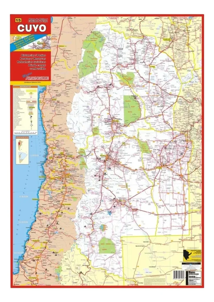 Mapa detallado de la región de Cuyo mostrando corredores logísticos e infraestructura de proyectos mineros.