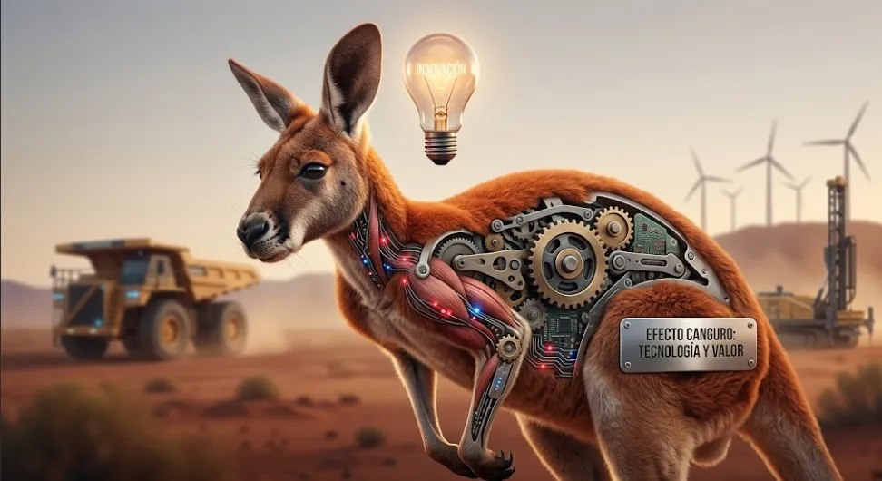 Recreación de un canguro electrónico para simbolizar el efecto canguro.